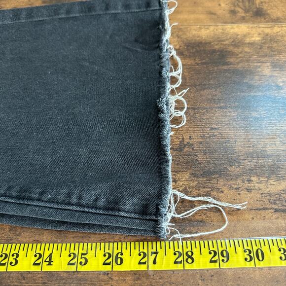 Cider Flare Leg Jeans Small Black Distressed Raw Hem Boho Grunge Classic Denim - Picture 5 of 9